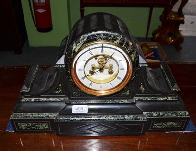 Lot 499 - Black slate and marble striking mantel clock