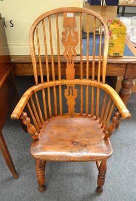 Lot 514 - A 19th century elm and ash Windsor armchair