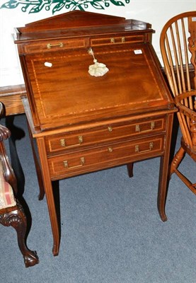 Lot 516 - Ladies mahogany and satinwood banded writing desk the interior fitted for correspondence with...