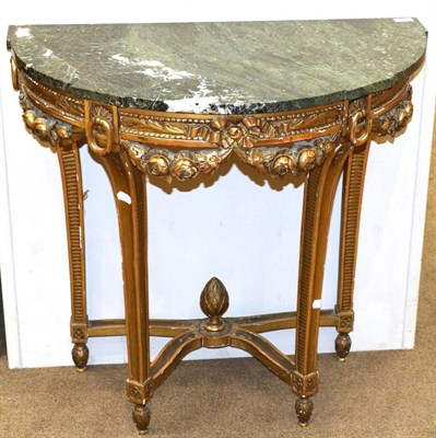 Lot 907 - A 19th Century Italian Giltwood Pier Table, of Neo-Classical design and semi-circular form,...