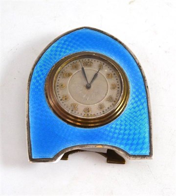 Lot 8 - A silver and enamel strut clock