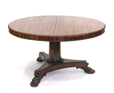 Lot 929 - A William IV Rosewood Circular Dining Table, 2nd quarter 19th century, raised on a column...