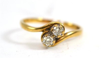 Lot 48 - A 9ct gold diamond two stone ring