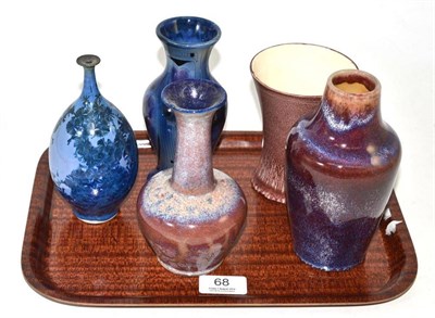Lot 68 - Three Corbridge vases, Moorcroft vase and crystalline glaze vase (5)