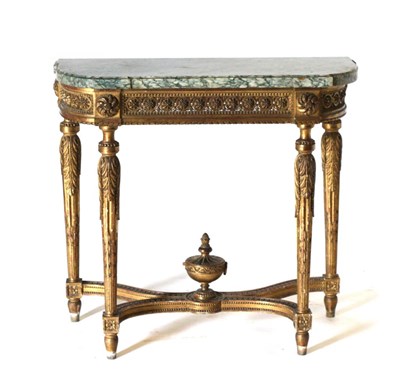 Lot 953 - A French Giltwood Pier Table, 19th century, of Louis XVI design, the green and white marble...