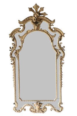 Lot 968 - A Régence Style Gilt and Gesso Marginal Mirror, mid 19th century, the flowerhead frame with...