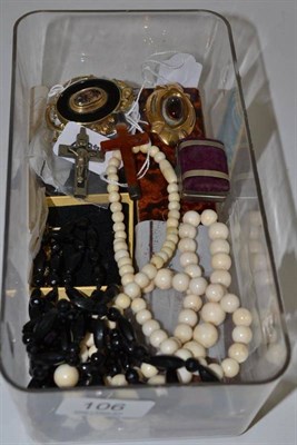 Lot 106 - Victorian brooch, agate cross, gems, beads etc