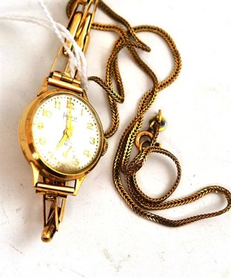 Lot 117 - A foxtail link chain stamped 585 and a lady's Accurist wristwatch on expanding bracelet