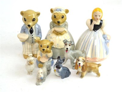 Lot 132 - A 1950's Wade Goldilocks and the three bears, three Wade Walt Disney animals and two 1950's...