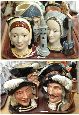 Lot 151 - A collection of Royal Doulton character jugs comprising: Anne Boleyn, Catherine of Aragon, Don...