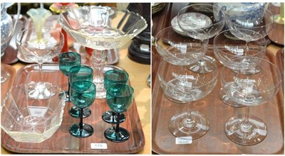 Lot 175 - Two trays of glassware including green, drinking glasses, etc