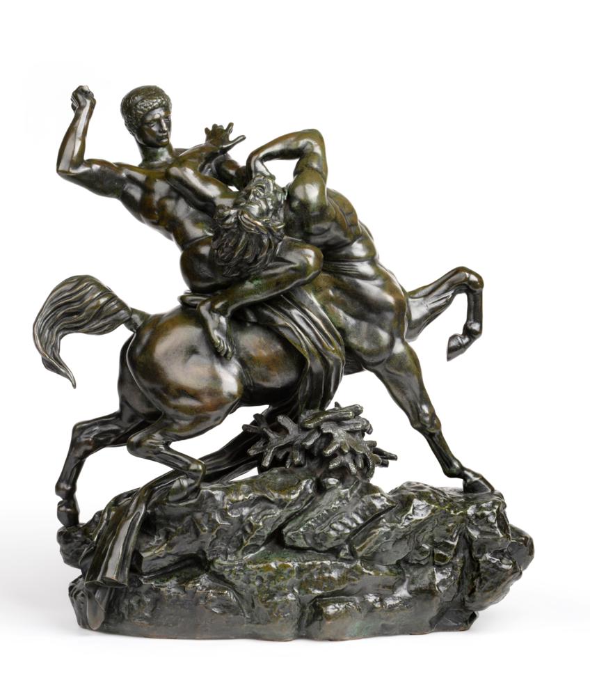 Lot 6 - Antoine Louis Barye (French, 1795-1875): A Bronze Figure Group of  "Thesee Combattant Le...