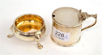 Lot 228 - Edwardian silver mustard pot, 1902 and George II circular salt