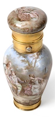 Lot 54 - A French Silver Gilt Mounted Enamel Perfume Bottle and Vinaigrette, circa 1900, of baluster...