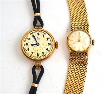 Lot 250 - A 9ct gold Tudor wristwatch and a 9ct gold Omega wristwatch (2)