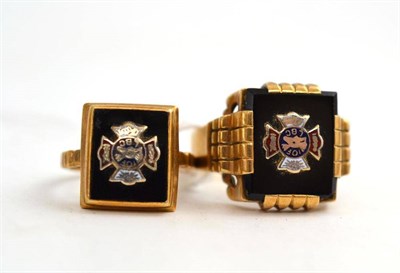 Lot 259 - Two fraternity rings, stamped '10K'