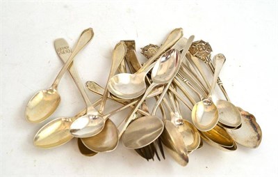 Lot 261 - Two sets of six silver coffee spoons and twelve pieces of silver flatware