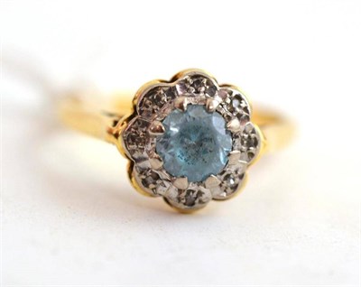 Lot 269 - A blue zircon and diamond cluster ring