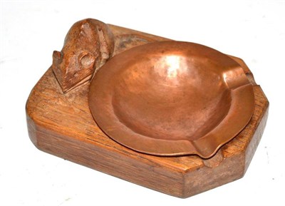 Lot 296 - A Robert Mouseman Thompson ashtray with a custom made copper insert