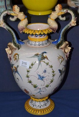 Lot 315 - A Ginori majolica two handled vase