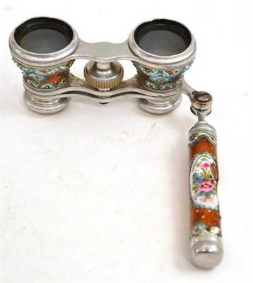 Lot 325 - A pair of white metal and enamel opera glasses (a.f.)