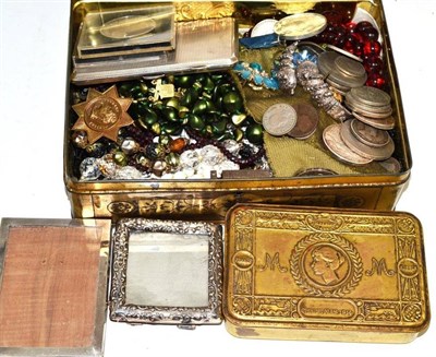 Lot 356 - A silver cigarette case, assorted coins, costume jewellery etc