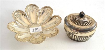 Lot 380 - Edwardian silver octafoil pedestal dish and silver semi-fluted tea caddy