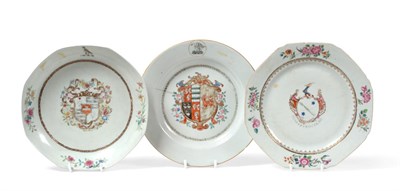 Lot 131 - A Chinese Armorial Porcelain Plate, Qianlong, painted in famille rose enamels with the arms of...