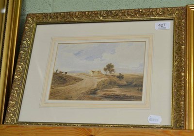 Lot 427 - Copley Fielding watercolour of cattle and figure in a landscape