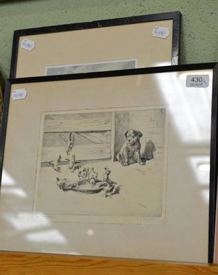 Lot 430 - Leonard Robert Brightwell (1889-1983) ";The Gate Crashers";, signed etching, together with a...