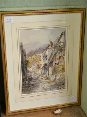 Lot 435 - Alfred Leyman (1856-1933) ";The Street Clovelly";, signed, watercolour