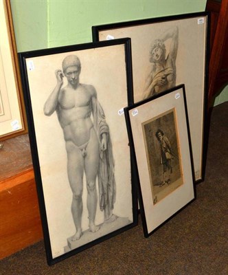 Lot 469 - South Kensington Art School, Study of an antique statue, pencil, bears Blindstamp ESK, together...