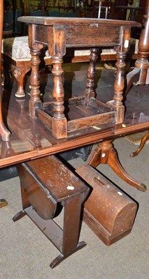 Lot 495 - A 19th century joint stool, a sewing machine and an occasional table