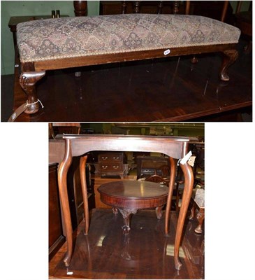 Lot 496 - An upholstered stool and an Edwardian occasional table