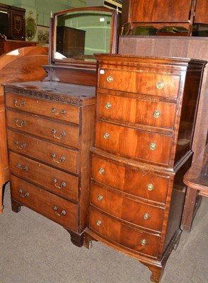 Lot 497 - A reproduction bow fronted chest on chest and a five height chest of drawers