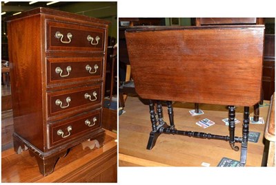 Lot 505 - Edwardian mahogany double height book trough, small late Victorian Sutherland table and a small...