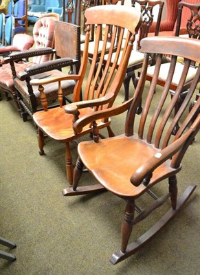 Lot 538 - A leather upholstered armchair, a kitchen rocking chair, a corner chair, nursing chair and an...