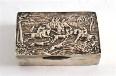 Lot 23 - Victorian silver box with Indian hunting scene