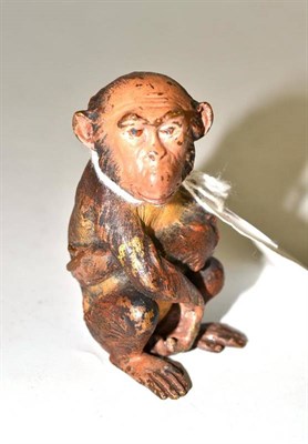 Lot 25 - A Franz Bergman cold painted bronze anthropomorphic model of an ape, signed 'B' to base, 6cm high