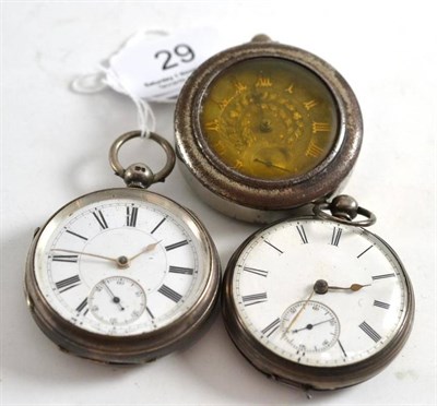 Lot 29 - Three silver pocket watches one in fitted case (a.f.)