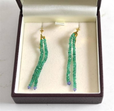 Lot 61 - Emerald and amethyst earrings