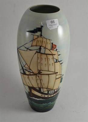 Lot 66 - A William John Moorcroft vase, designed by Sally Tuffin, depicting HMS Sirius, numbered 53/150,...