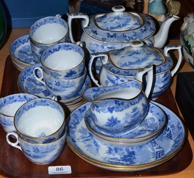 Lot 86 - Early 19th century blue transfer printed part tea service possibly Mules Mason