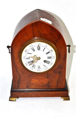 Lot 91 - Late Victorian figured walnut striking mantel clock