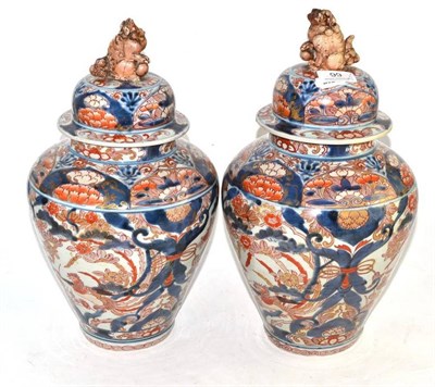 Lot 99 - Pair of Imari covered vases