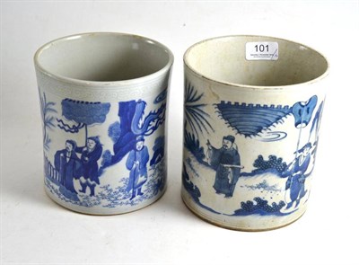 Lot 101 - Two Chinese blue and white brush pots