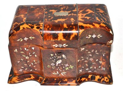 Lot 135 - Victorian tortoiseshell and mother-of-pearl inlaid two division tea caddy