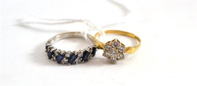 Lot 152 - Sapphire ring and a 9ct gold cubic zirconia cluster ring