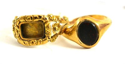 Lot 169 - A bloodstone ring and a mourning ring (a.f.)
