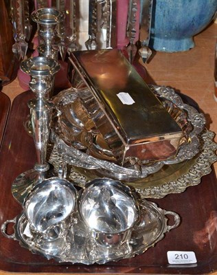 Lot 210 - Pair of silver candlesticks and a small quantity of assorted plated ware